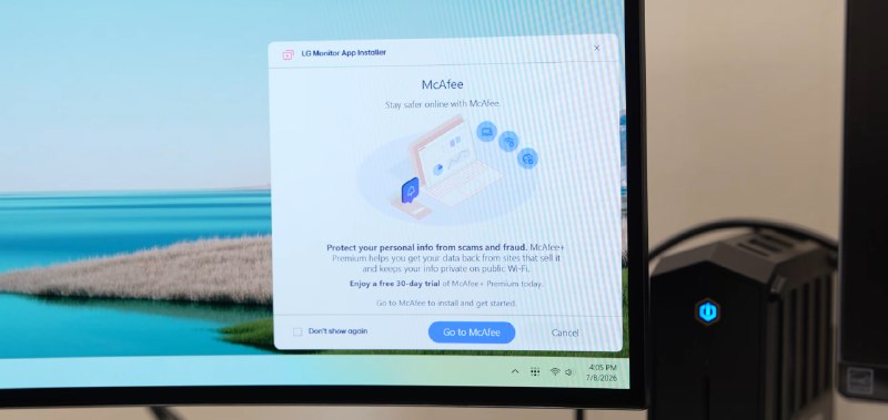 LG, это уже наглость: мониторы компании рекламируют антивирус McAfee